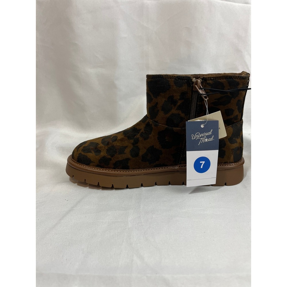 Universal Thread Womens Leopard Print Ankle Boots Faux Shearling Size 7 NEW - Picture 4 of 6